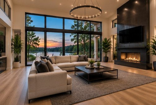 Great room with lake view
